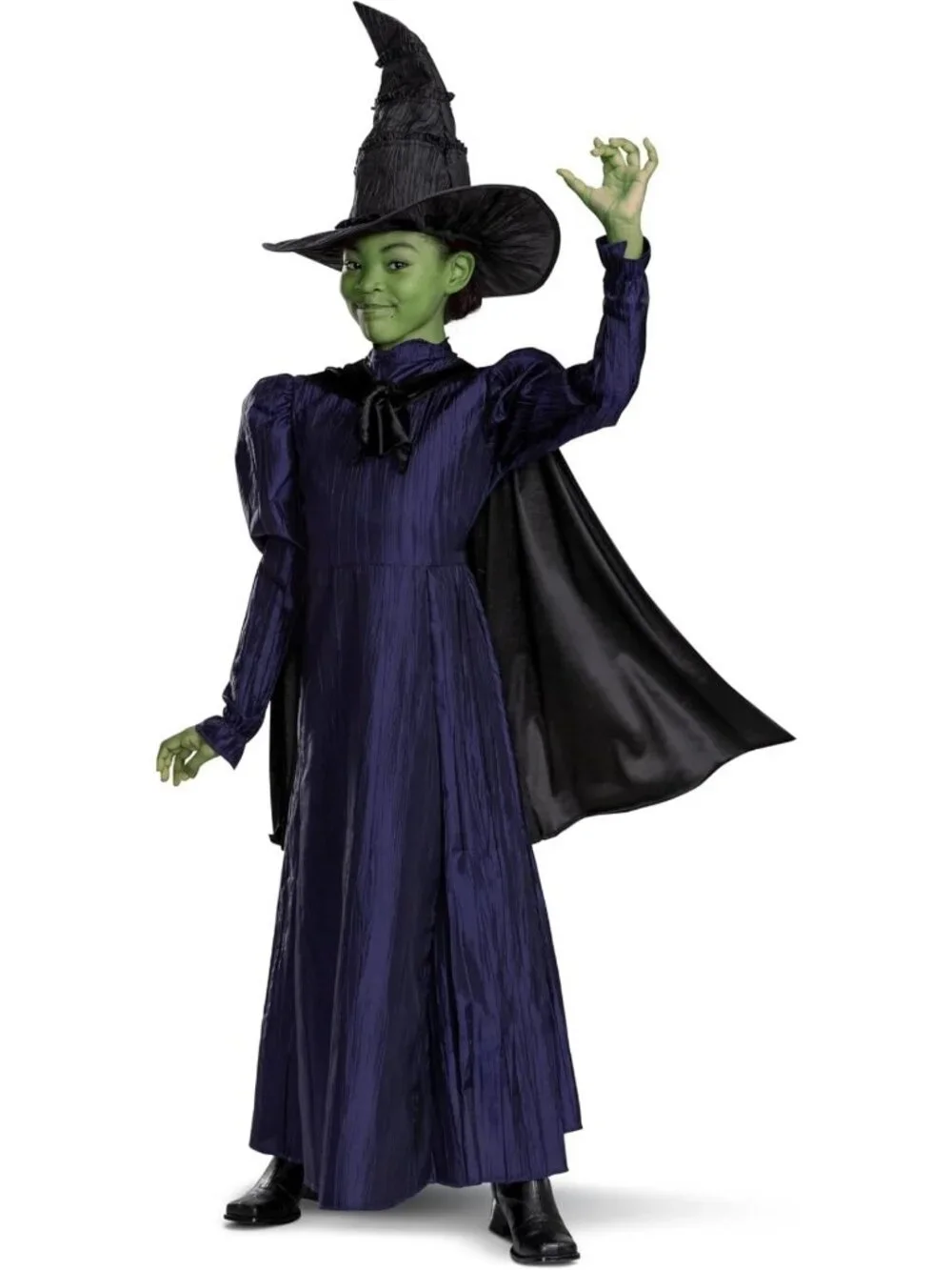 Deluxe Girls Wicked Elphaba Costume with Cape & Hat, Size 10-12, Perfect for